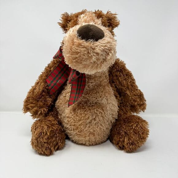 Gund Harley Slouchy Teddy Bear 16" Plush 46129 Plaid Red Green Neck Bow Toy Soft - Picture 3 of 12